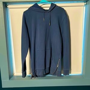 Navy hoodie with zipper sides